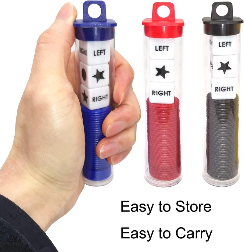 Ahoper Right Left Center Dice Game Prime Set Bundle with 3 Dices + 36 Chips. Round Tube Storage is Very Convenient for Travel. Easy to Store, Carry Around. (3 Pack) - Image 2